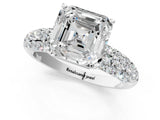 White gold Asscher Diamond Pavé Band Solitaire Ring with Four-Prong Setting_72