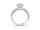 White gold Asscher Diamond Pavé Band Solitaire Ring with Four-Prong Setting_74