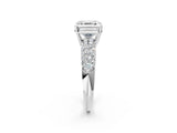White gold Asscher Diamond Pavé Band Solitaire Ring with Four-Prong Setting_78