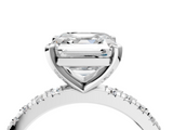 White gold Asscher Diamond Pavé Band Solitaire with Four-Prong Setting_10