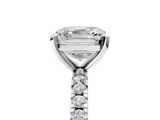 White gold Asscher Diamond Pavé Band Solitaire with Four-Prong Setting_11