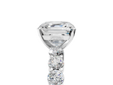 White gold Asscher Diamond Pavé Band Solitaire with Four-Prong Setting_65