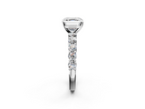 White gold Asscher Diamond Pavé Band Solitaire with Four-Prong Setting_74