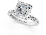White gold Asscher Diamond Pavé Band Solitaire with Four-Prong Setting_7
