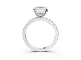 White gold Asscher Diamond Pavé Band Solitaire with Four-Prong Setting_9