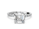 White gold Asscher Diamond Pavé Band with Six-Prong Setting_3
