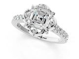 White gold Asscher Diamond Pave Band with Floral Prong Setting_29