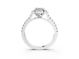 White gold Asscher Diamond Pave Band with Floral Prong Setting_31