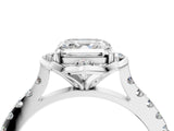 White gold Asscher Diamond Pave Band with Floral Prong Setting_32