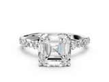 White gold Asscher Diamond Prong Set Engagement Ring with Pave Band_29