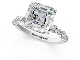 White gold Asscher Diamond Prong Set Engagement Ring with Pave Band_30