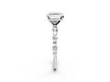 White gold Asscher Diamond Prong Set Engagement Ring with Pave Band_31