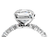 White gold Asscher Diamond Prong Set Engagement Ring with Pave Band_33