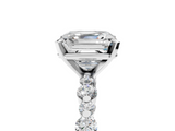 White gold Asscher Diamond Prong Set Engagement Ring with Pave Band_34