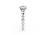 White gold Asscher Diamond Prong Setting with Side Stones on a Pave Band_13