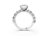 White gold Asscher Diamond Prong Setting with Side Stones on a Pave Band_14