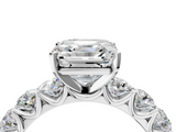 White gold Asscher Diamond Prong Setting with Side Stones on a Pave Band_15