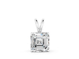 White gold Asscher Diamond Solitaire Pendant with Four Prong Setting_10