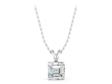 White gold Asscher Diamond Solitaire Pendant with Four Prong Setting_11