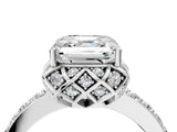 White gold Asscher Diamond Solitaire Ring with Shared Prong Pavé Band_25