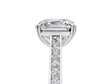 White gold Asscher Diamond Solitaire with Pave Band and Six-Prong Setting_42