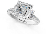 White gold Asscher Diamond Three-Stone Pave Band with Four-Prong Setting_24