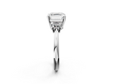 White gold Asscher Diamond Three-Stone Ring with Trapezoid Side Stones and Prong Setting_82