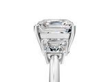White gold Asscher Diamond Three-Stone Ring with Trapezoid Side Stones and Prong Setting_85