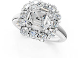 White gold Asscher Halo Cluster Diamond Engagement Ring with Prong Setting and Polished Band_21