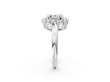 White gold Asscher Halo Cluster Diamond Engagement Ring with Prong Setting and Polished Band_22
