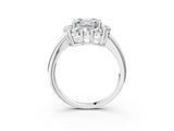 White gold Asscher Halo Cluster Diamond Engagement Ring with Prong Setting and Polished Band_23