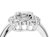 White gold Asscher Halo Cluster Diamond Engagement Ring with Prong Setting and Polished Band_24