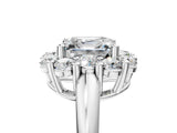White gold Asscher Halo Cluster Diamond Engagement Ring with Prong Setting and Polished Band_25
