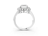 White gold Asscher Halo Cluster Diamond Engagement Ring with Solitaire Band and Prong Setting_73