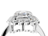 White gold Asscher Halo Cluster Diamond Engagement Ring with Solitaire Band and Prong Setting_74