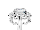 White gold Asscher Halo Cluster Diamond Engagement Ring with Solitaire Band and Prong Setting_75