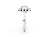 White gold Asscher Halo Diamond Cluster Engagement Ring with Milgrain Bezel Setting and Solitaire Band_53