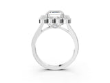 White gold Asscher Halo Diamond Cluster Engagement Ring with Milgrain Bezel Setting and Solitaire Band_54