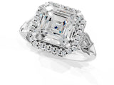 White gold Asscher Halo Diamond Engagement Ring with Filigree Band and Four-Prong Setting_70