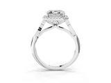 White gold Asscher Halo Diamond Engagement Ring with Filigree Band and Four-Prong Setting_72