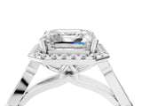 White gold Asscher Halo Diamond Engagement Ring with Filigree Band and Four-Prong Setting_73