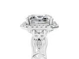 White gold Asscher Halo Diamond Engagement Ring with Filigree Band and Four-Prong Setting_74