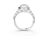 White gold Asscher Halo Diamond Engagement Ring with Intricate Filigree Band and Four-Prong Setting_26