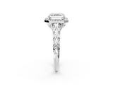 White gold Asscher Halo Diamond Engagement Ring with Intricate Filigree Band and Four-Prong Setting_30