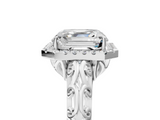 White gold Asscher Halo Diamond Engagement Ring with Intricate Filigree Band and Four-Prong Setting_33
