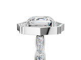 White gold Asscher Halo Diamond Engagement Ring with Milgrain Band and Four-Prong Setting_39