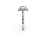 White gold Asscher Halo Diamond Engagement Ring with Milgrain Pave Band and Four-Prong Setting_113