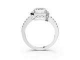 White gold Asscher Halo Diamond Engagement Ring with Pavé Band and Four-Prong Setting_36