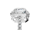 White gold Asscher Halo Diamond Engagement Ring with Pavé Band and Four-Prong Setting_38
