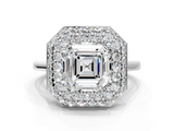 White gold Asscher Halo Diamond Engagement Ring with Solitaire Band and Four-Prong Setting_23